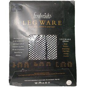 Fredericks of Hollywood Pantyhose Fishnet Back Seam Black LARGE Old Stock Sealed